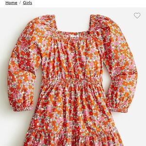 Crewcuts Vibrant Floral Dress - Orange and Pink